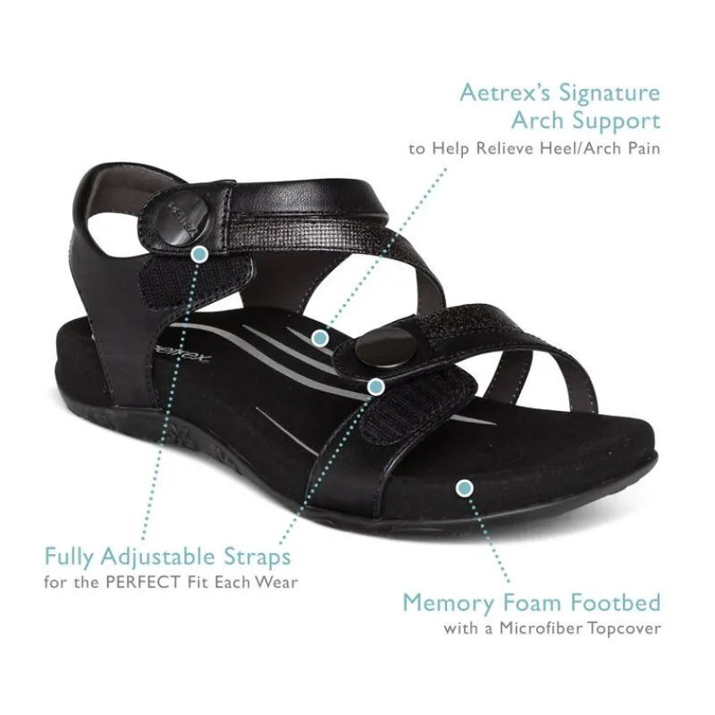 Aetrex Jess Adjustable Quarter Strap Sandal