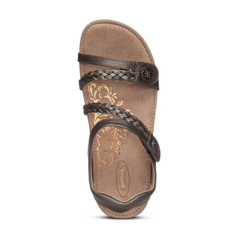 Aetrex Jillian Braided Quarter Strap Sandal