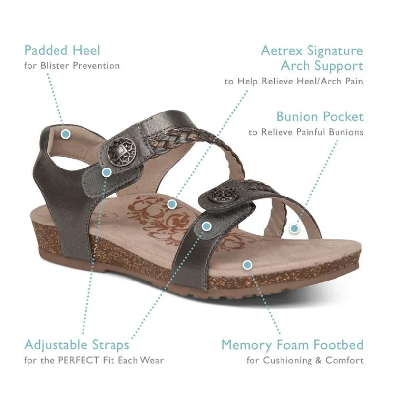 Aetrex Jillian Braided Quarter Strap Sandal