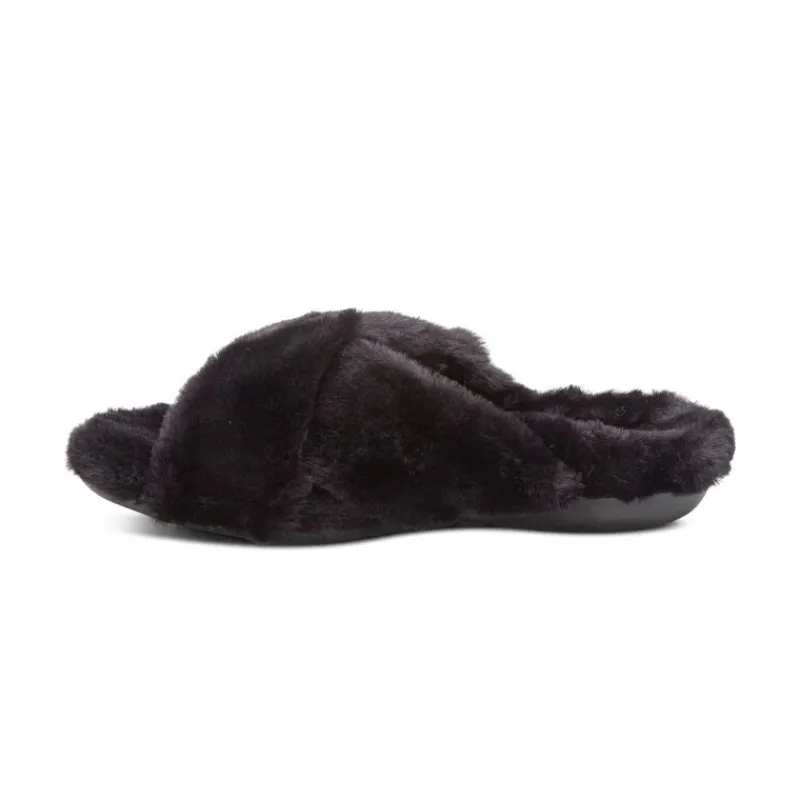 Aetrex Penelope Adjustable Faux Fur Slippers