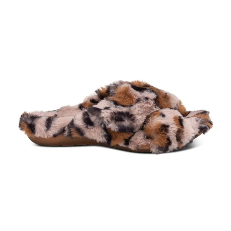 Aetrex Penelope Adjustable Faux Fur Slippers