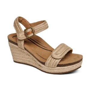 Aetrex Sydney Quarter Strap Espadrille Wedge
