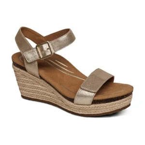 Aetrex Sydney Quarter Strap Espadrille Wedge