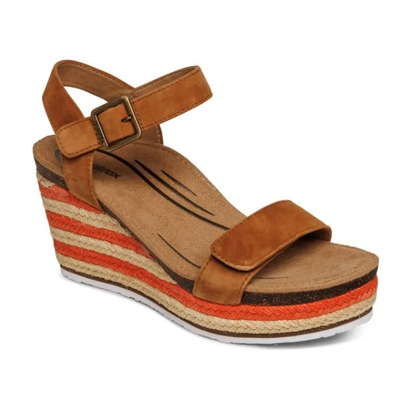 Aetrex Sydney Quarter Strap Espadrille Wedge