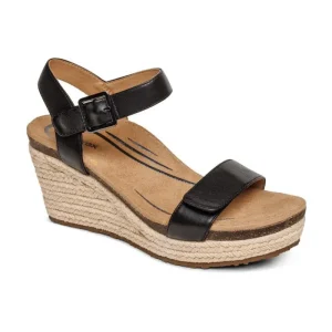 Aetrex Sydney Quarter Strap Espadrille Wedge
