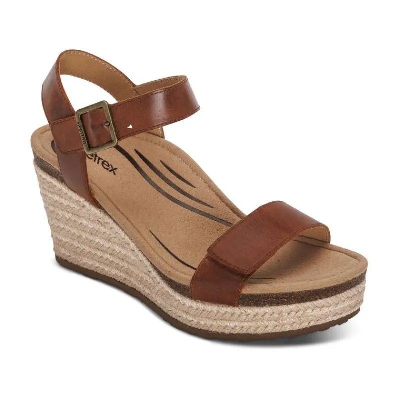 Aetrex Sydney Quarter Strap Espadrille Wedge