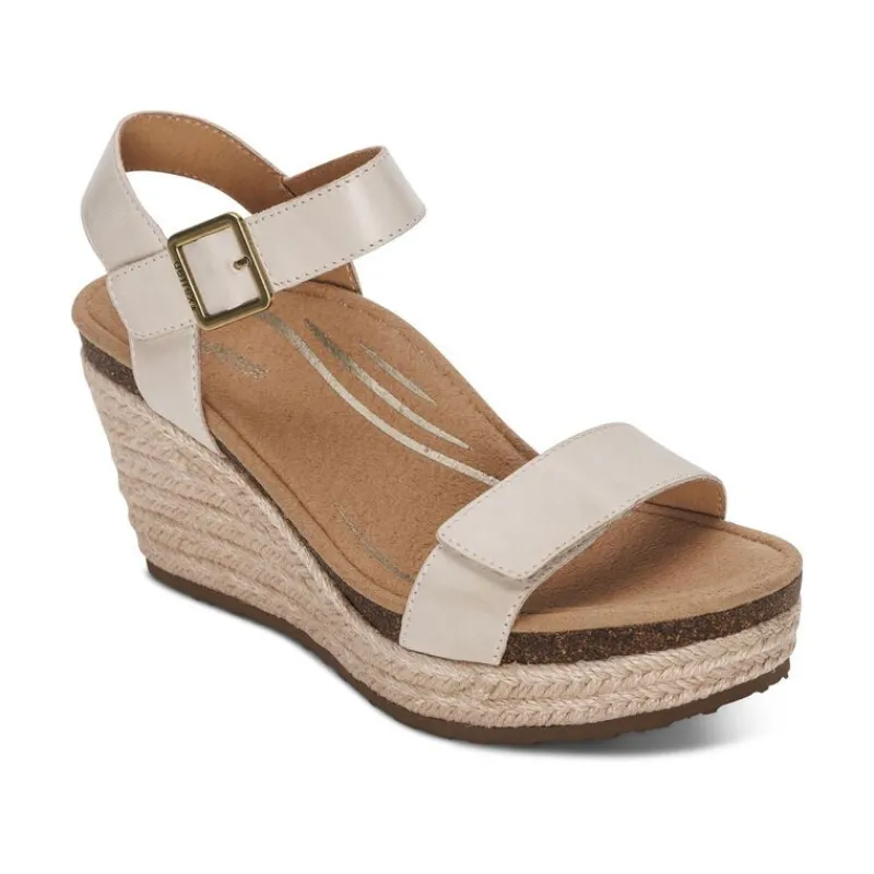 Aetrex Sydney Quarter Strap Espadrille Wedge