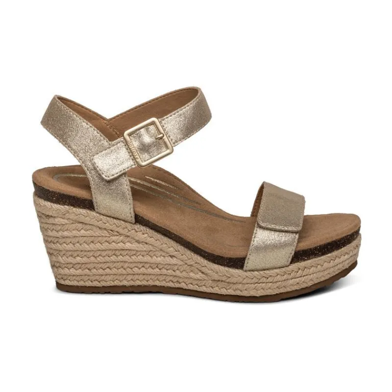 Aetrex Sydney Quarter Strap Espadrille Wedge