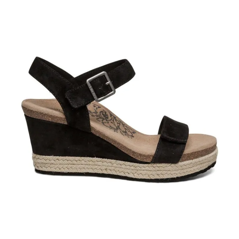 Aetrex Sydney Quarter Strap Espadrille Wedge