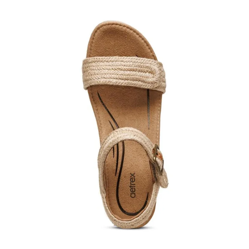 Aetrex Sydney Quarter Strap Espadrille Wedge