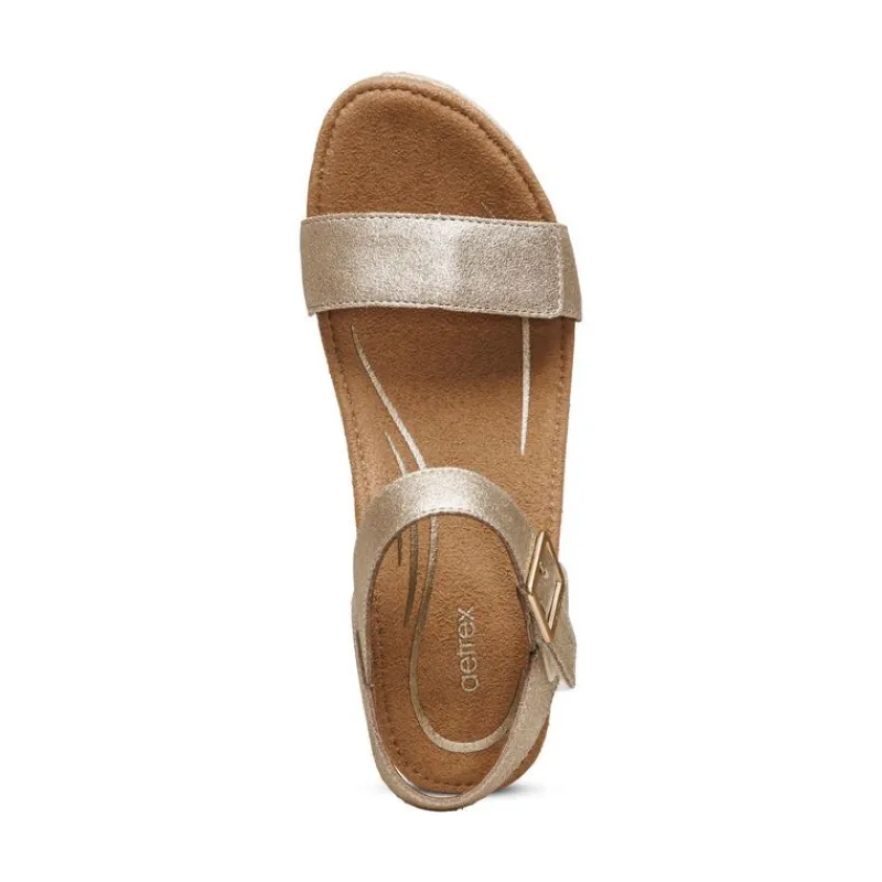 Aetrex Sydney Quarter Strap Espadrille Wedge