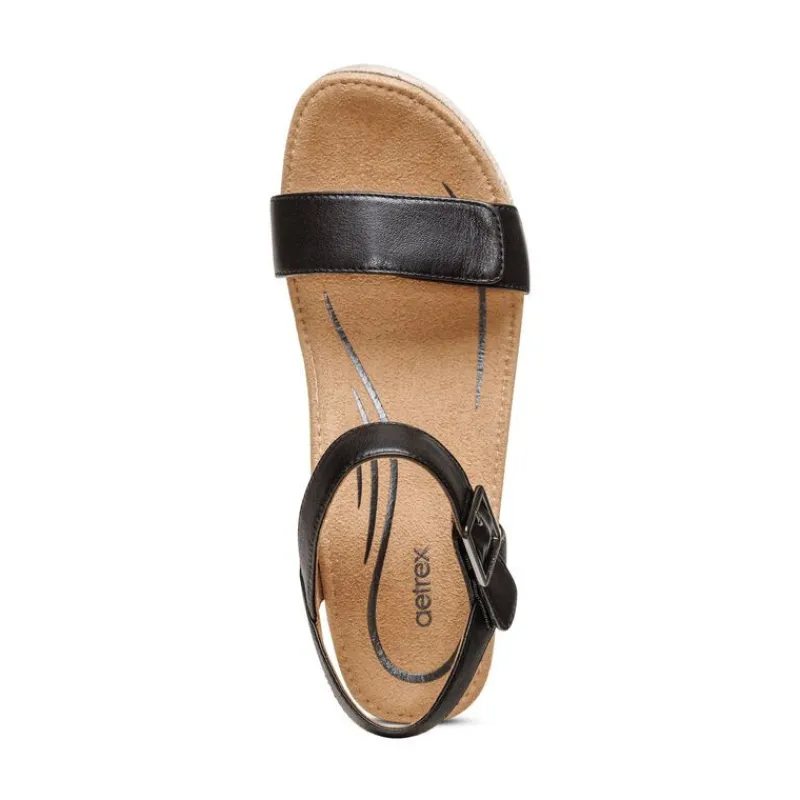 Aetrex Sydney Quarter Strap Espadrille Wedge