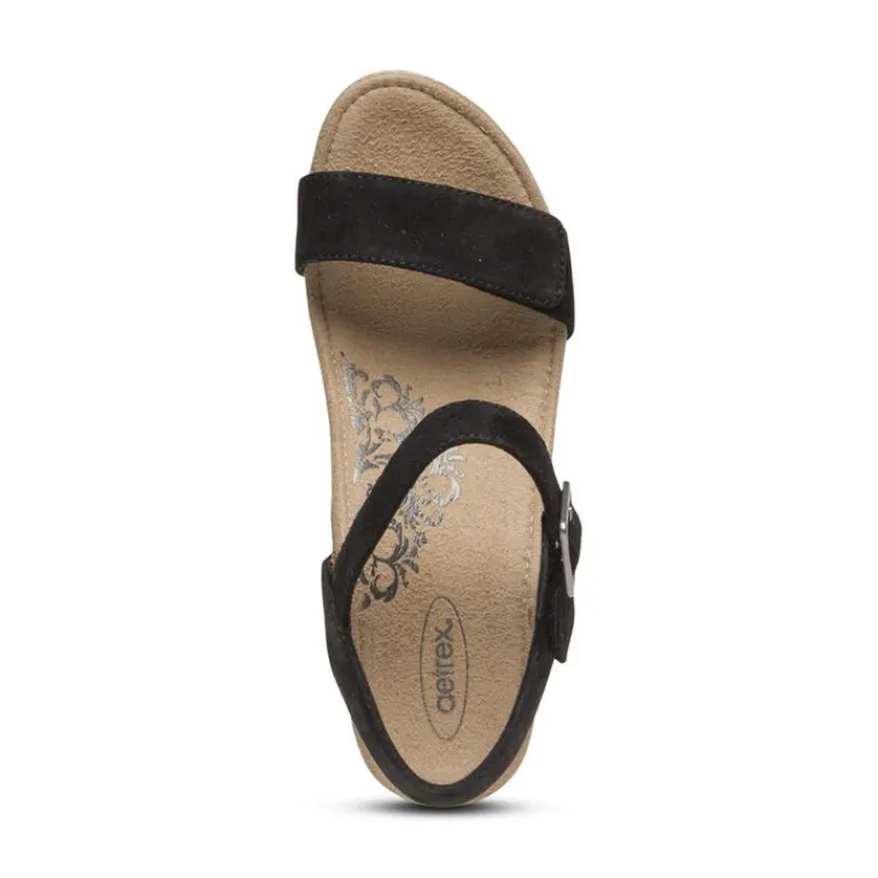 Aetrex Sydney Quarter Strap Espadrille Wedge