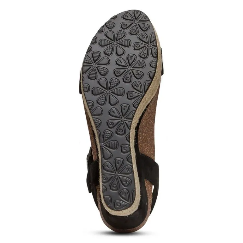Aetrex Sydney Quarter Strap Espadrille Wedge