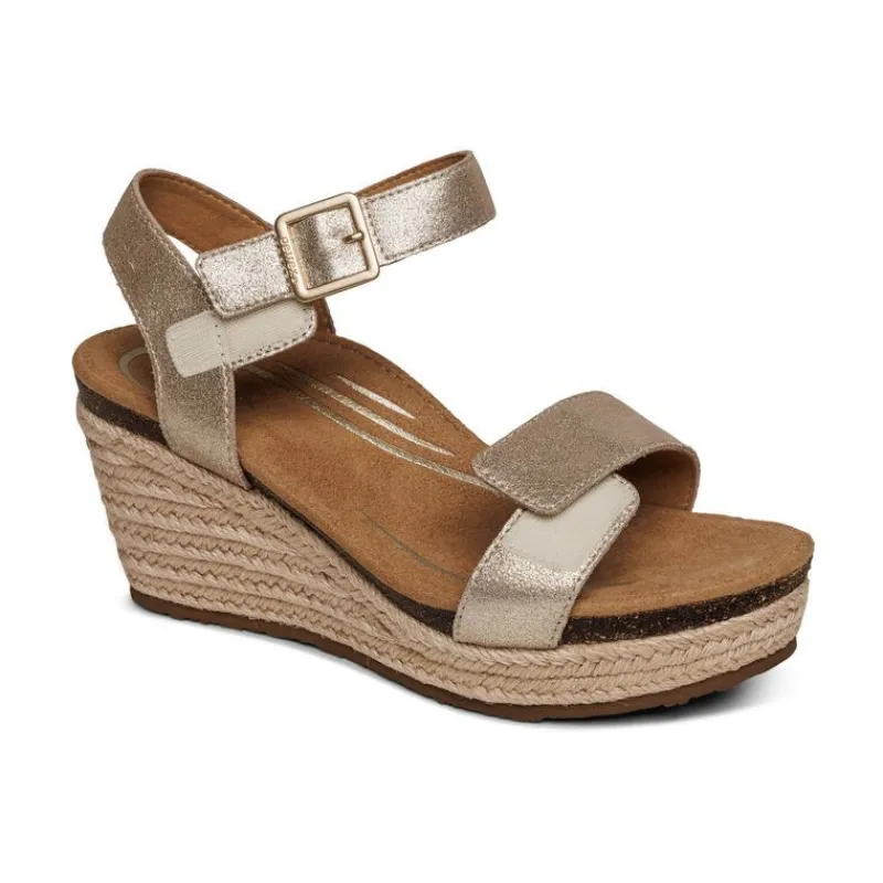 Aetrex Sydney Quarter Strap Espadrille Wedge