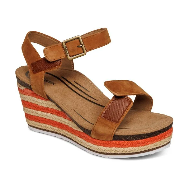 Aetrex Sydney Quarter Strap Espadrille Wedge