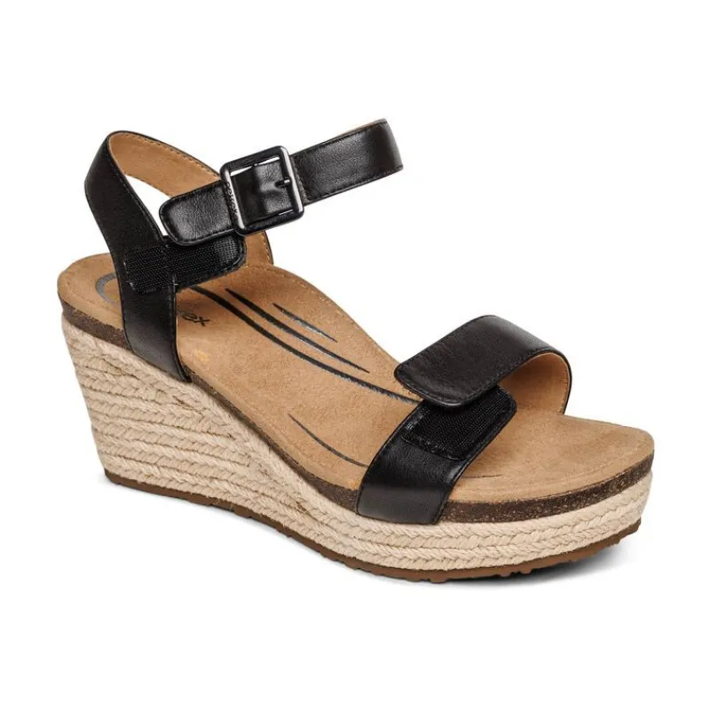 Aetrex Sydney Quarter Strap Espadrille Wedge