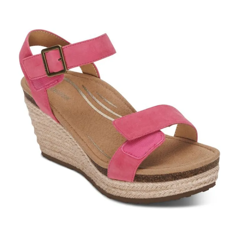 Aetrex Sydney Quarter Strap Espadrille Wedge