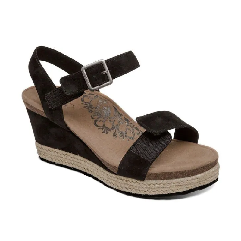 Aetrex Sydney Quarter Strap Espadrille Wedge