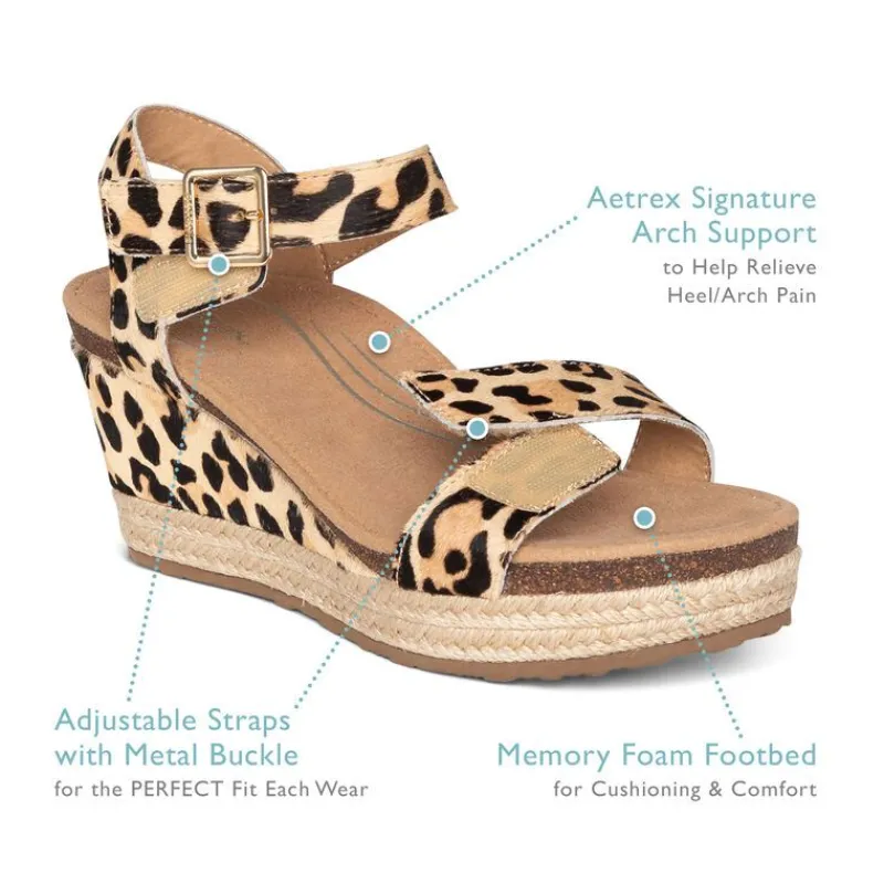 Aetrex Sydney Quarter Strap Espadrille Wedge