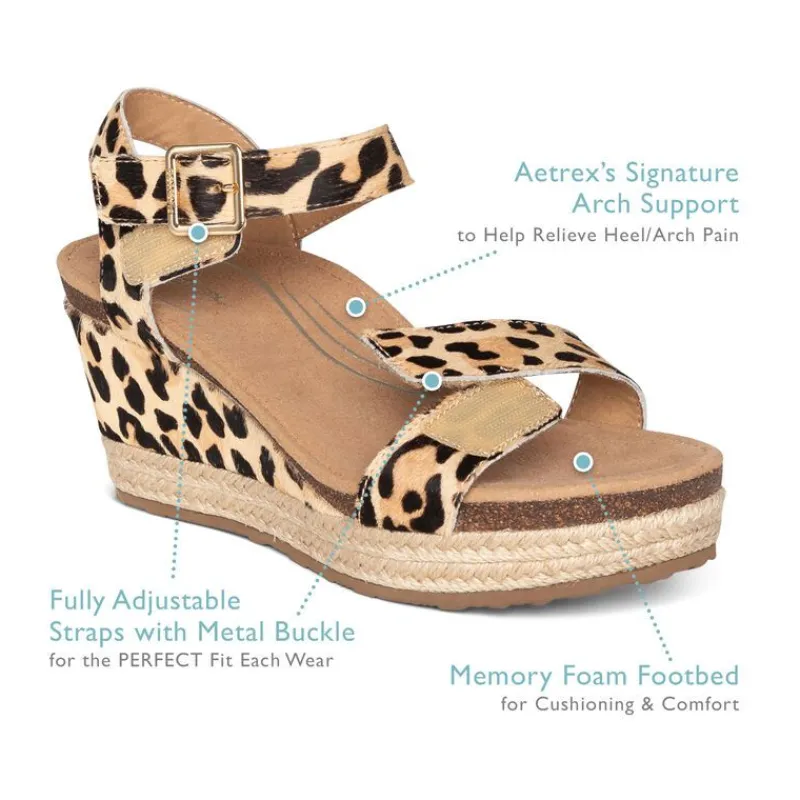 Aetrex Sydney Quarter Strap Espadrille Wedge