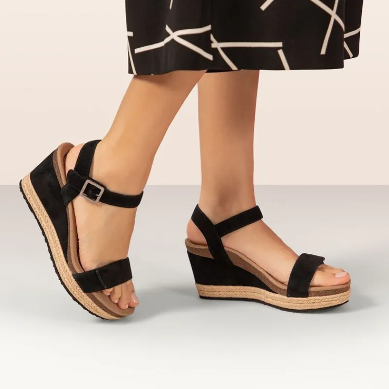 Aetrex Sydney Quarter Strap Espadrille Wedge